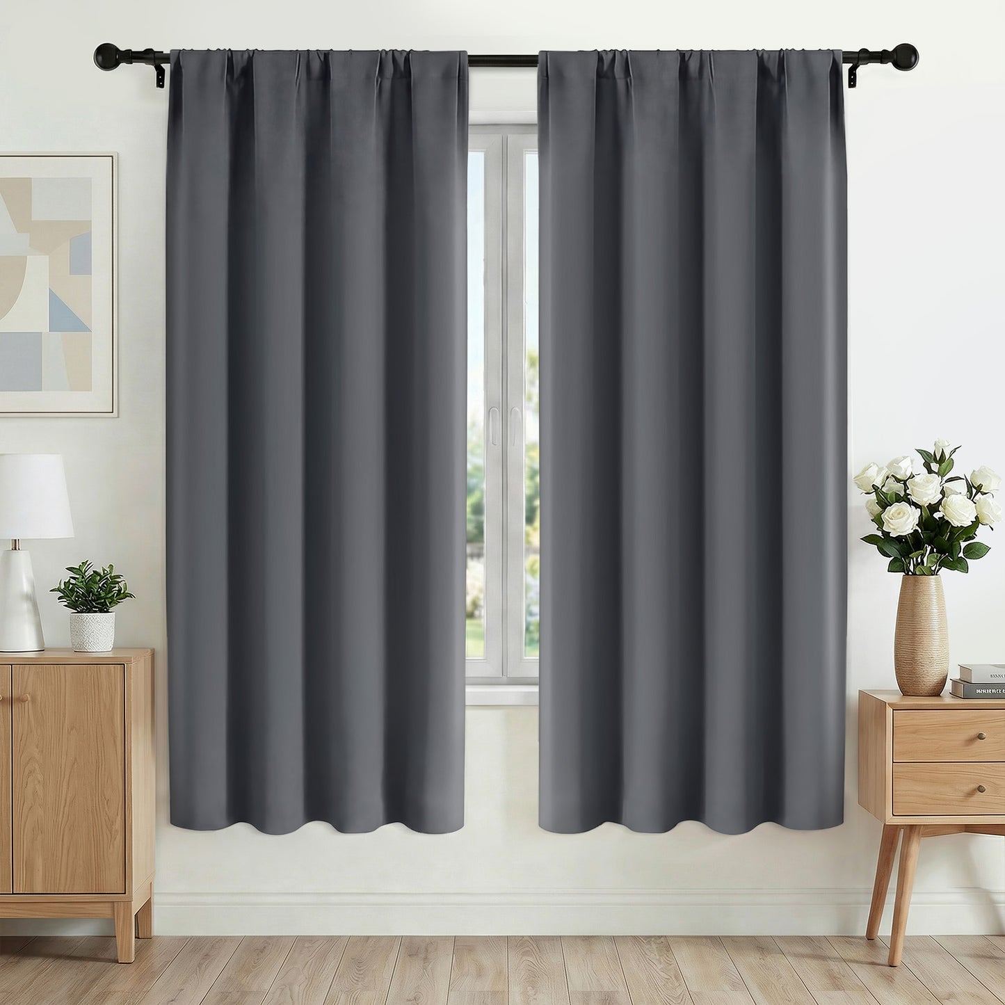 XUEYU Blackout Curtains 42W x 72L Inches, Window Curtain Blackout Rod Pocket Thermal Insulated Light Blocking Drapes, Room Darkening Window Curtains for Bedroom Living Room Home Decor, 2 Panels,Gray