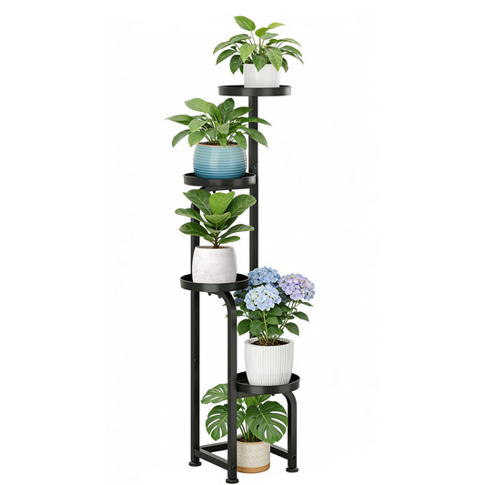 4 Tier Metal Plant Stand Indoor Outdoor, Tall Plant Shelf for Multiple Plants, Corner Flower Stand Display Rack for Patio, Garden, Balcony and Living Room