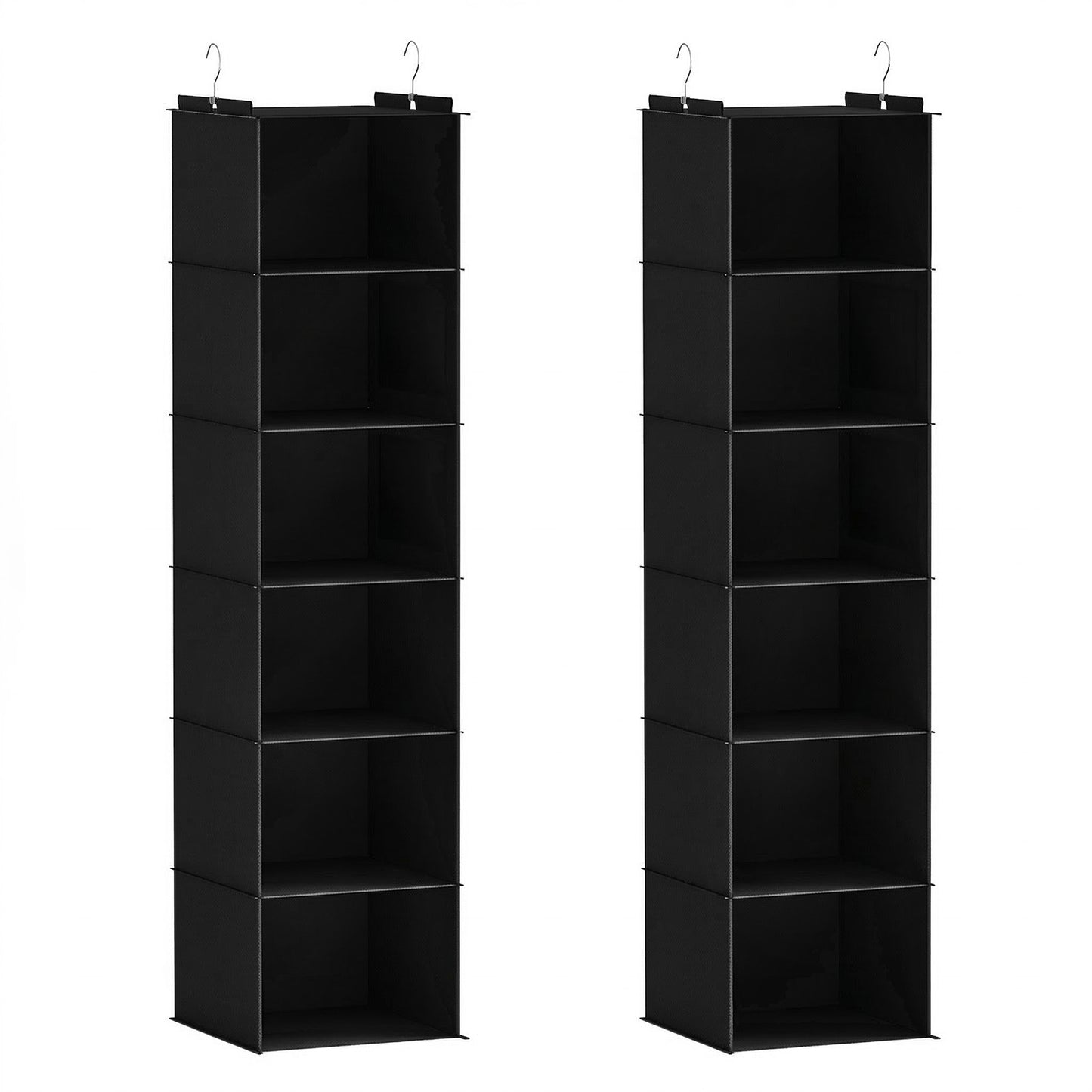 Closet Hanging Storage Shelves, 6-Shelf Hanging Closet Organizer with Bamboo Inserts, Foldable Closet Organizers and Storage for Bedroom,Sturdy Hook Closet Storage W/ 2 Side Pockets,Gray