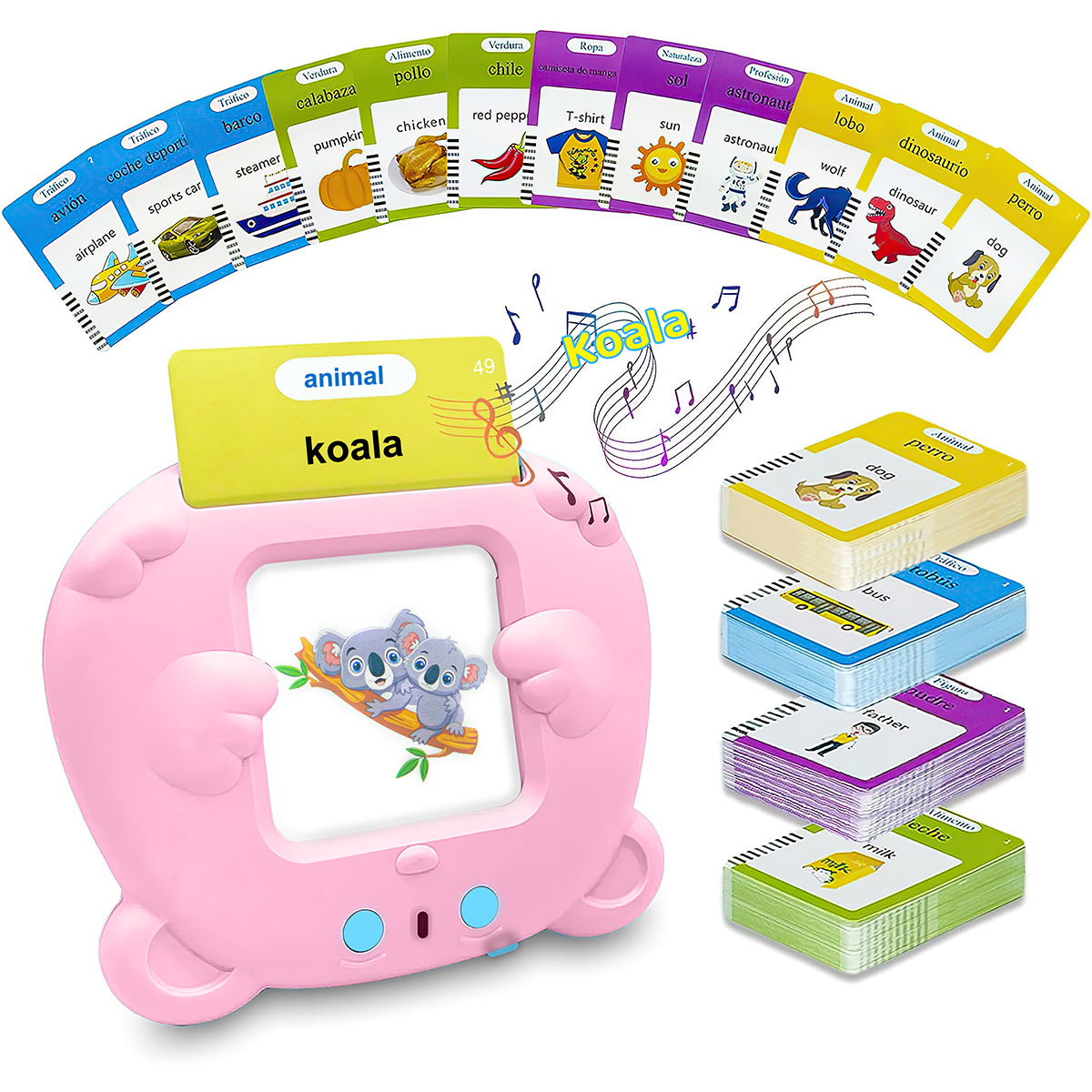 XUEYU Talking Flash Card Learning Educational Toy with 224 Words 112 Double Sided Cards, Preschool Animals & Nature Early Learning Flash Cards Kit