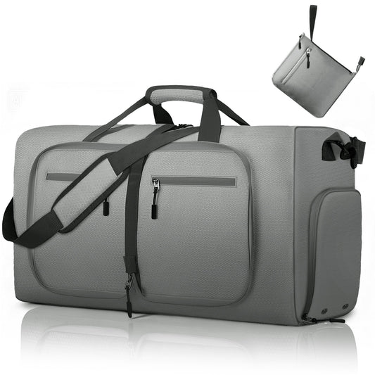 XUEYU 65L Travel Bag, Large Travel Duffel Bags with Shoes Compartment and Adjustable Strap, Foldable Travel Duffel Bags for Men Women,Waterproof Duffel Bags for Traveling Camping, Touring, Gray