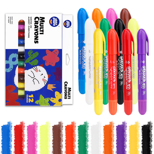 XUEYU Tempera Crayon Sticks for Toddlers,12 Colors Washable Crayons for Kids, Art Supplies Drawing Coloring Crayon Set,Gift for Boys and Girls,Stocking Stuffers