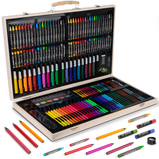 Arts and Crafts Supplies, 180 Piece Deluxe Drawing Painting Set with Wooden Case, Professional Kit, Drawing Painting Kit for Adults and Art Beginners