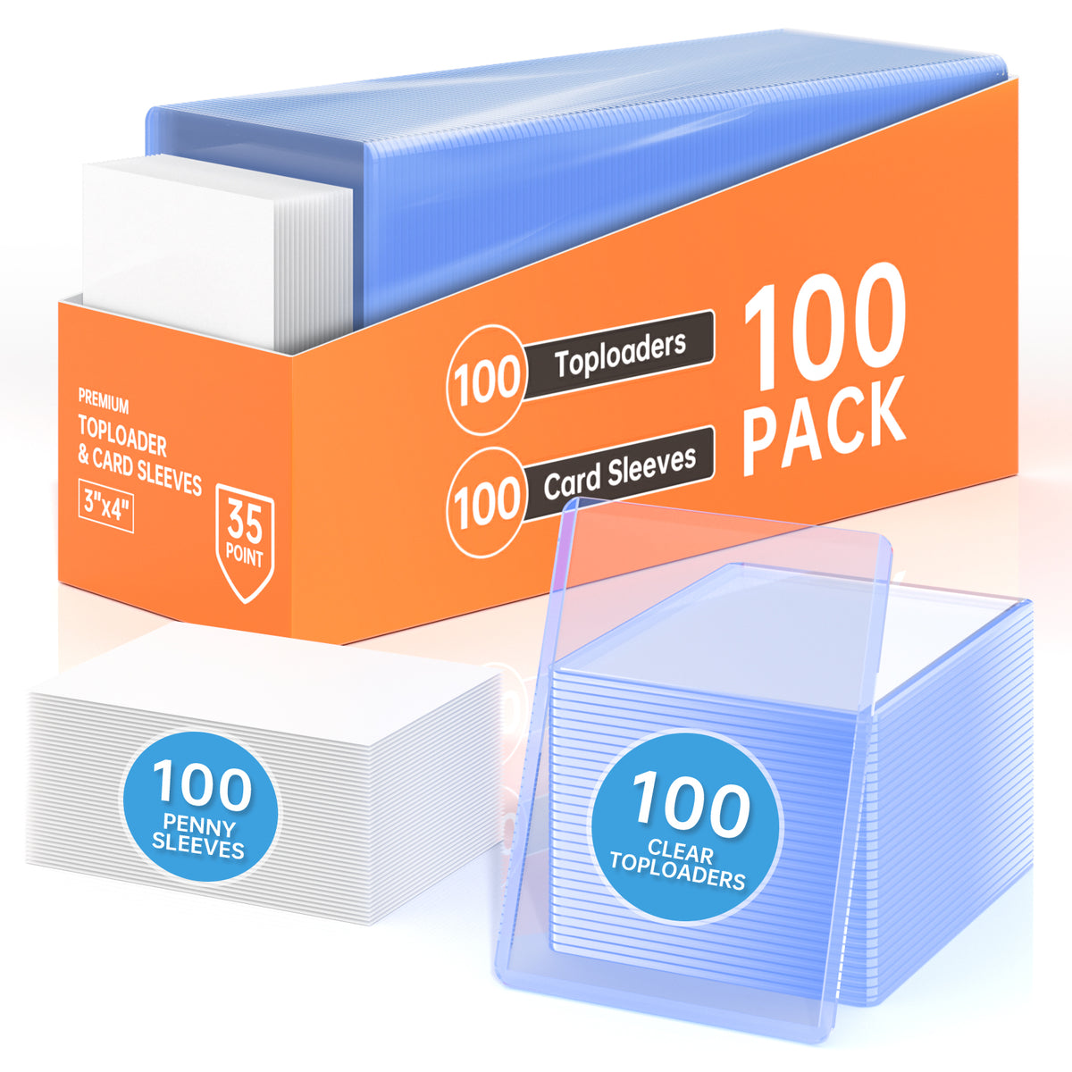 XUEYU 100-Piece Hard Top Loaders, 3" x 4" Card Sleeves with PSA Graded Compatibility, Combined with Card Films for Dual Protection, Designed for Baseball Card Enthusiasts & Professional Graders