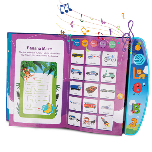 Sound Book Alphabet Toys Baby and Toddler Toys, Finger Touch and ABC Learning Book for Children, Interactive Toy with English Letters and Shapes