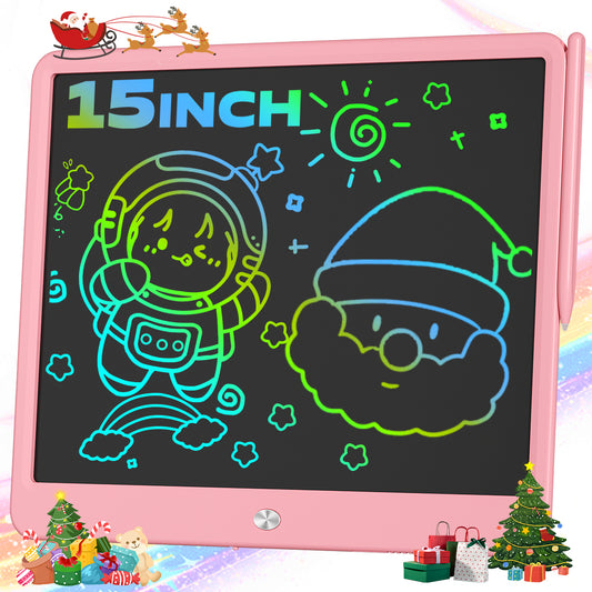 15Inch LCD Writing Tablet, Doodle Boards for Kids, Colorful Toddler Doodle Board Drawing Tablet, Erasable Reusable Drawing Pads, Educational and Learning Toys for Kids