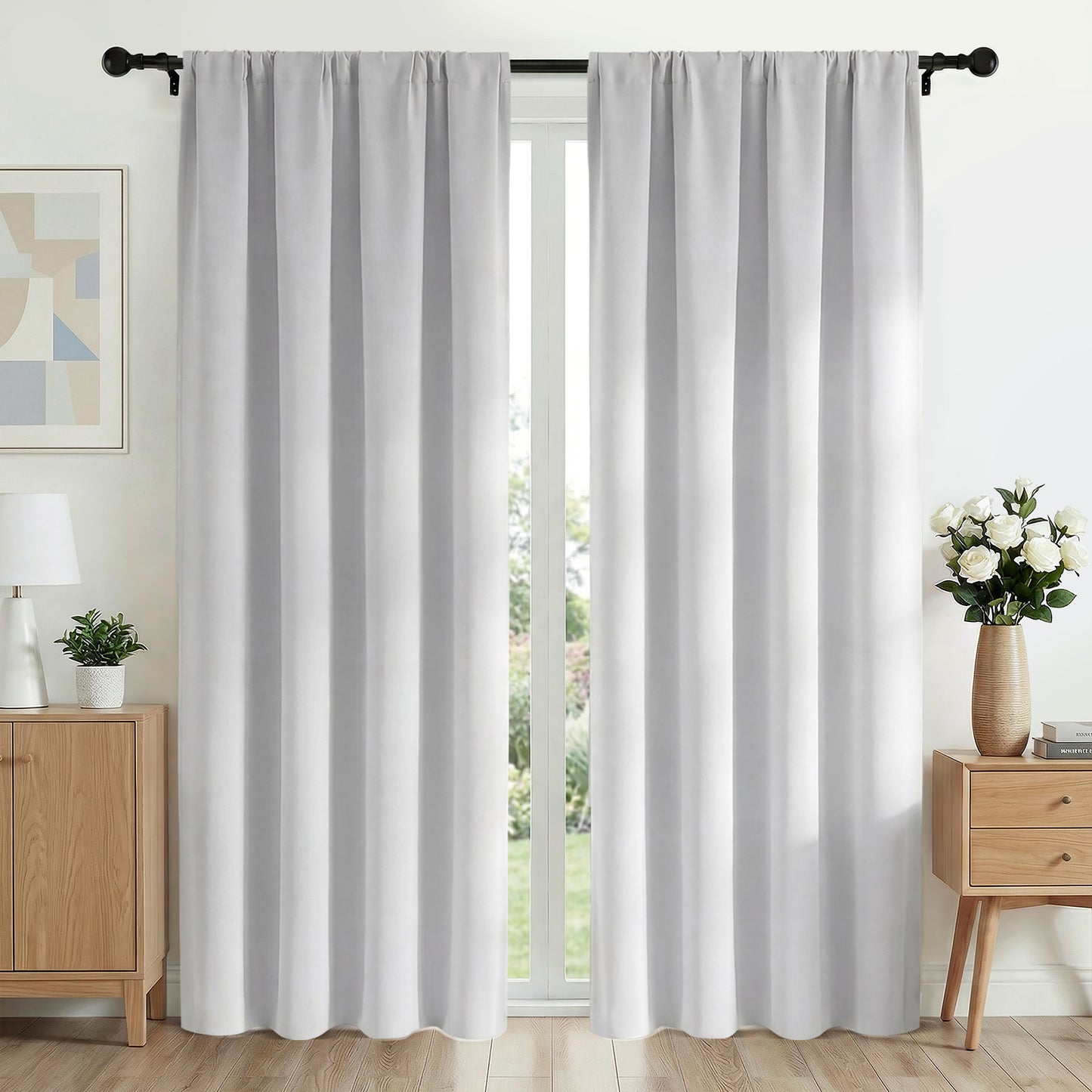 XUEYU Blackout Curtains 42W x 84L Inches, Window Curtain Blackout Rod Pocket Thermal Insulated Light Blocking Drapes, Room Darkening Window Curtains for Bedroom Living Room Home Decor, 2 Panels,White