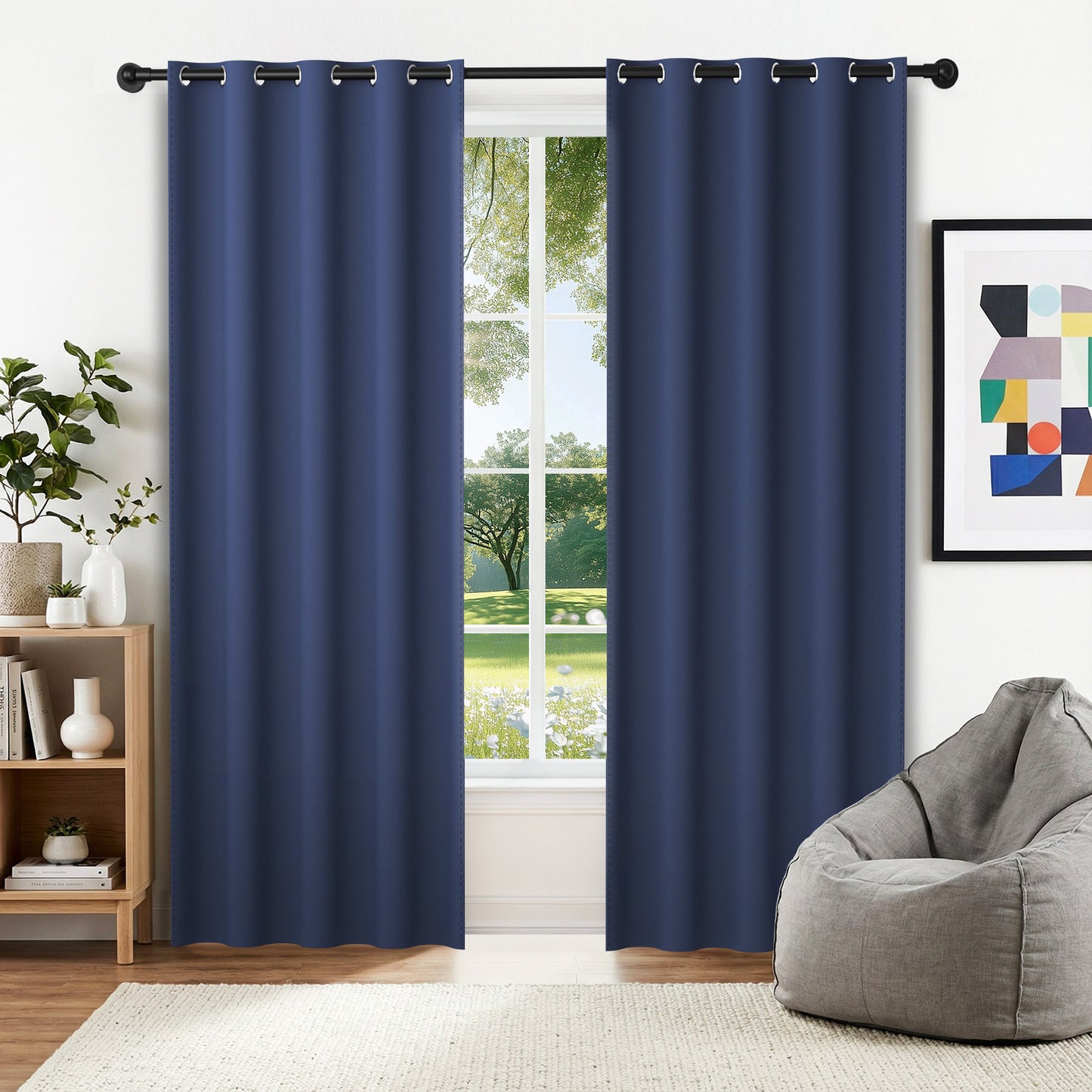 XUEYU Blackout Curtains, Full Light Blocking Curtains for Bedroom, Window Curtain for Living Room 52 x 84 inch Grommet, Energy Efficient Curtains for Living Room Window(2 Panels,Navy)