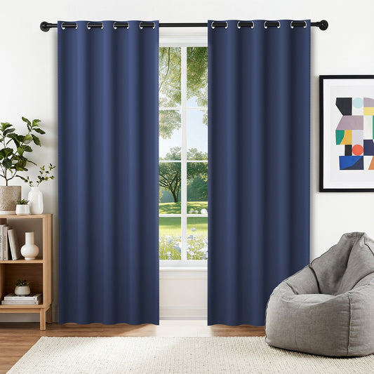 XUEYU Blackout Curtains, Full Light Blocking Curtains for Bedroom, Window Curtain for Living Room 52 x 84 inch Grommet, Energy Efficient Curtains for Living Room Window(2 Panels,Navy)