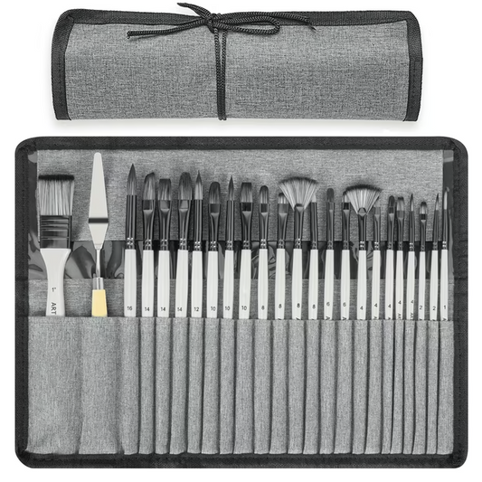 Acrylic Paint Brushes Set, 24Pcs Round Pointed Tip Artist Paintbrushes for Acrylic Oil Watercolor Canvases Rock Body Face Nail Miniature Detailing Drawing Art Supplies