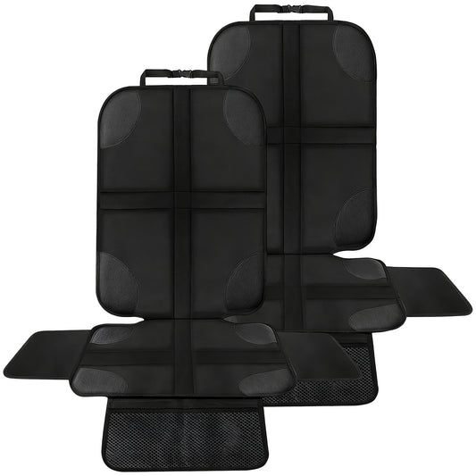 2-Pack Car Seat Protector, Features Waterproof 600D Fabric and Thick Padding, Non-Slip Backing and 2 Mesh Pockets, Universal Seat Cover Mat for Child Seats