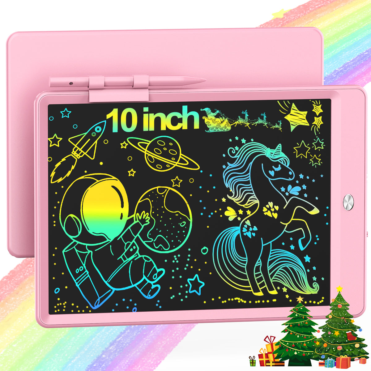 LCD Writing Tablet for Kids, 10 Inch Toddlers Doodle Board, Learning Toys, Reusable Drawing Pad Travel Essentials, Christmas Birthday Gift for for 3 4 5 6 7 Year Old Girls Boys