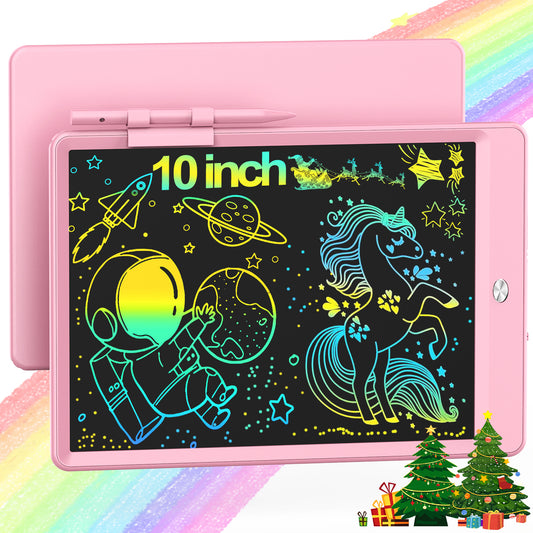 LCD Writing Tablet for Kids, 10 Inch Toddlers Doodle Board, Learning Toys, Reusable Drawing Pad Travel Essentials, Christmas Birthday Gift for for 3 4 5 6 7 Year Old Girls Boys