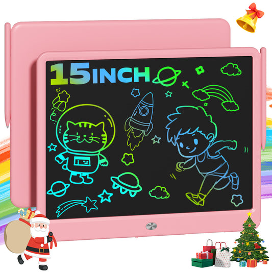 LCD Writing Tablet Doodle Board, 15inch Colorful Drawing Pad for Kids, Mess Free Coloring for Toddlers, Educational Birthday Toys Gifts for 3-9 Year Old Girls Boys