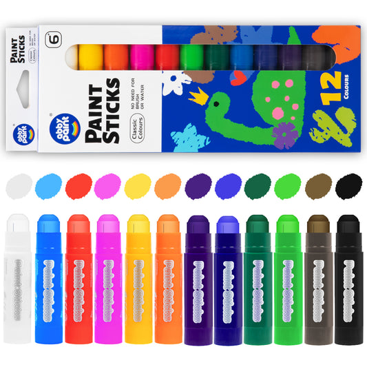 12 Colors Tempera Crayon Sticks, Quick Drying, Smooth, Washable Crayon Sticks, Art Supplies for Drawing on Various Objects