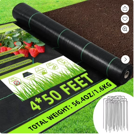 4FT x 50FT Weed Barrier Landscape Fabric, Heavy Duty Weed Blocker Gardening Mat, Garden Cloth for for Underlayment, Gardening Ground, Commercial Driveway, Farming with 12 U-Shaped Securing Pegs