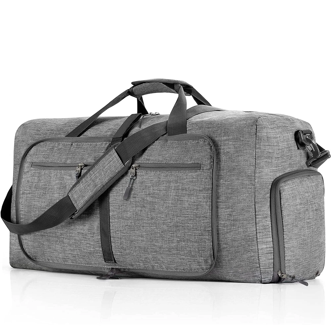 24" Large Travel Duffle Bag for Men, 65L Foldable Travel Duffel Bag with Shoes Compartment