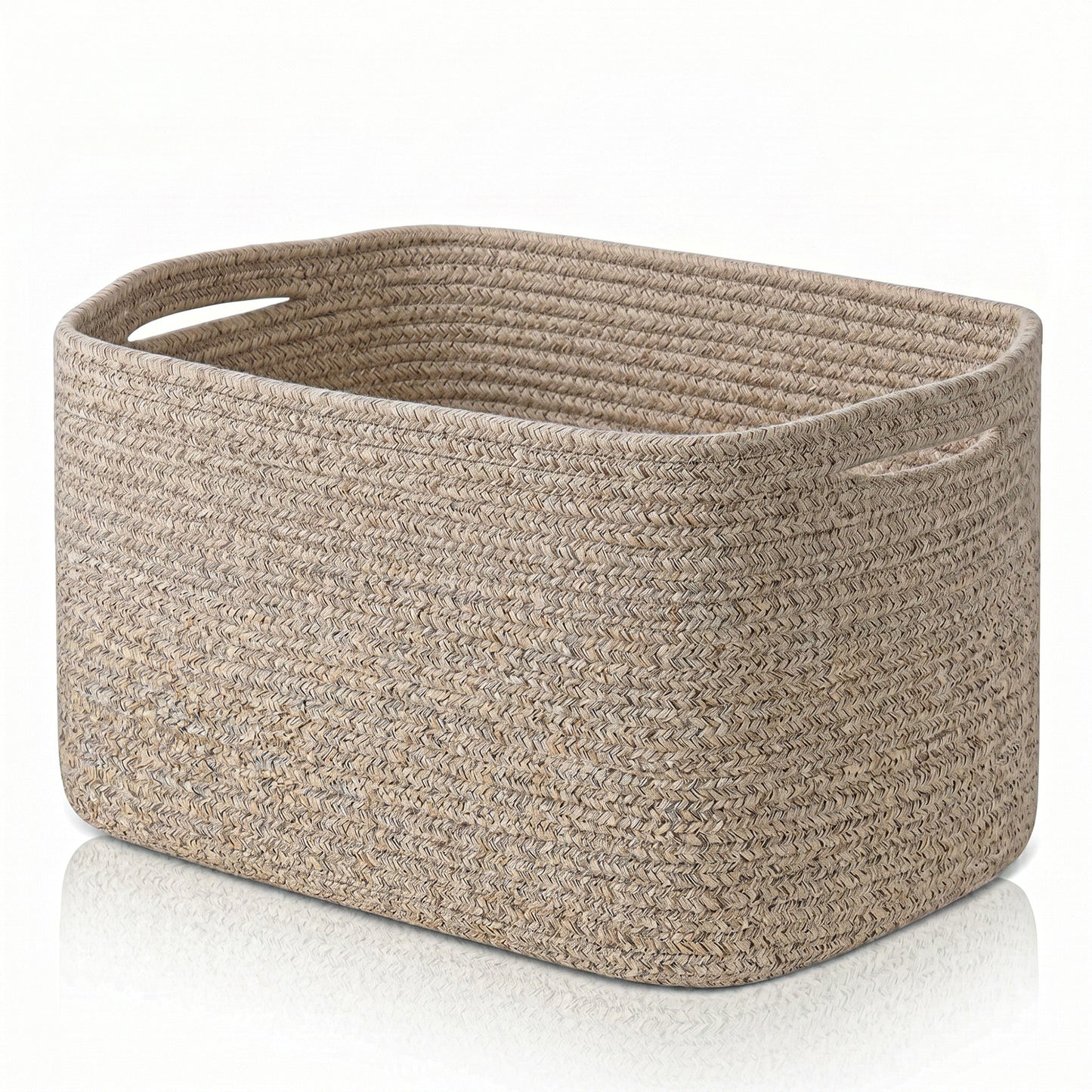 Large Blanket Basket, 22"x12"x17"(75L) Rectangle Woven Baskets for Storage, Cotton Rope Basket for Living Room, Toy Basket with Handle, Basket for Organizing(Oatmeal Brown)