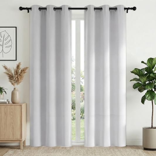 XUEYU 100% Blackout Curtains for Bedroom, Light Blocking Thermal Insulated Curtains with Noise Reduction, 42x84 Inch Room Darkening Window Drapes, Set of 2 Panels, White
