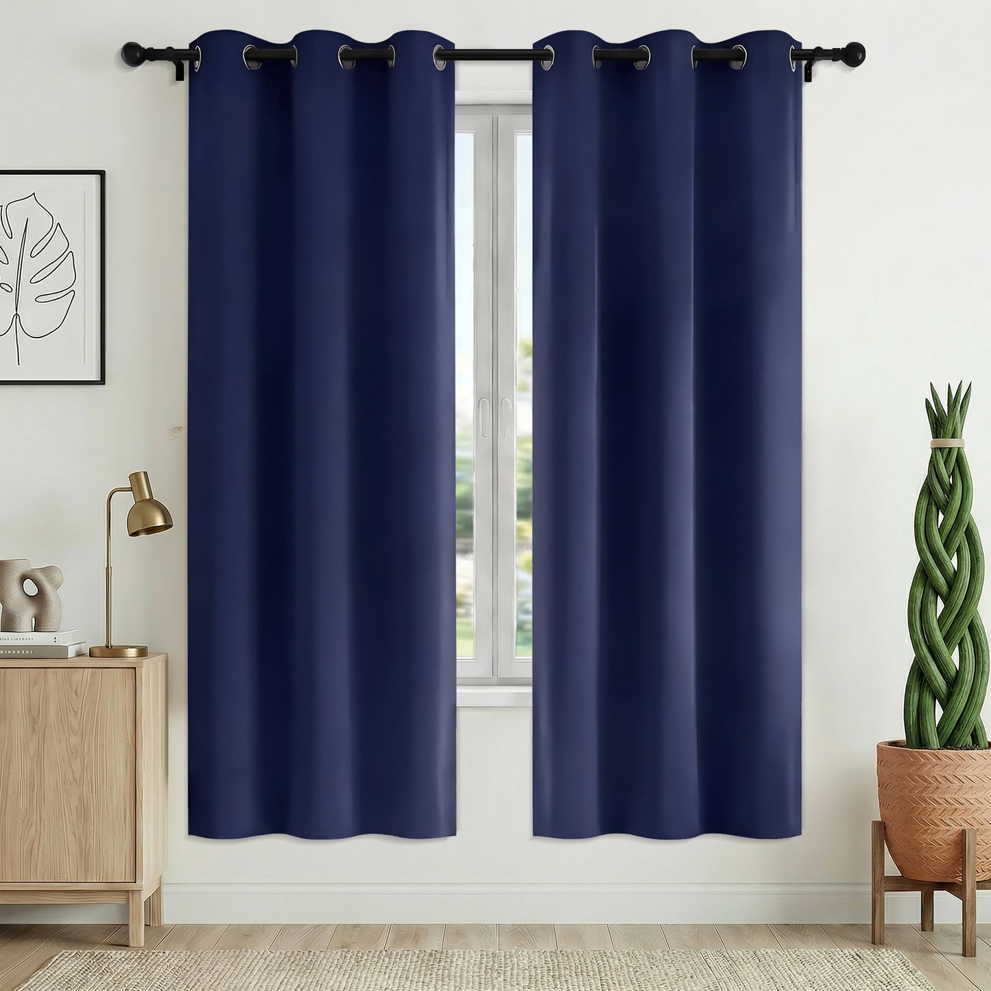 XUEYU Blackout Curtains 2 Panels, 100% Full Light Blocking Window Curtains, Grommet Energy Efficient Drapes for Bedroom Living Room, 42x72 Inch, Navy