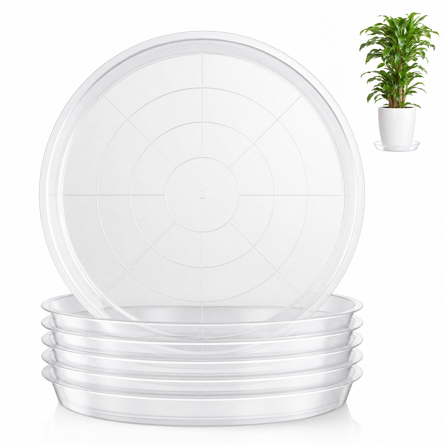 6 Pack Plastic Plant Saucers, 16 inch Plant Tray for Pots, Heavy Duty Plant Drip Trays，Flower Water Trays for Indoor Outdoor Plants