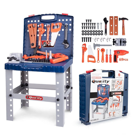 Kids Tool Bench Set Toy with Electric Drill and Realistic Tool, Pretend Play Construction Workbench Toys for Toddlers, Build a Kids Tool Workshop Set for Boys and Girls