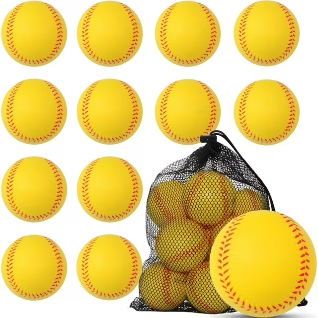 Foam Baseballs 12 Pack, Soft Baseballs for Practice, Training Ball for Hitting and Indoor or Outdoor Play, Baseball Gifts for Boys and Girls, White and Yellow