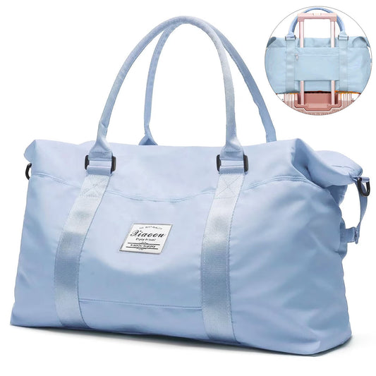 Duffle Bags Travel Duffel Bags Carry On Bag 40L Weekender Luggage Tote Equipment Bag with Wet Pocket, Foldable Water-Resistant Gym Travel Bag for Men Women, Blue