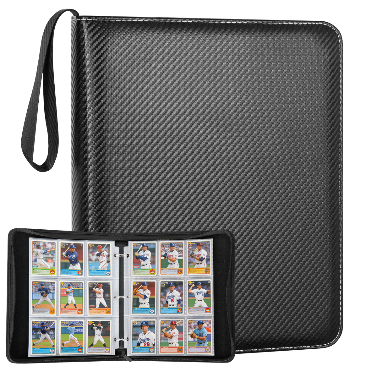 900 Pockets Collectible Trading Card Binder, 50 Double-Sided Pages with 9 Pockets Design, Featuring Zipper Closure and Sturdy Pu Leather Cover for Trading Cards, Tcg, and Game Cards