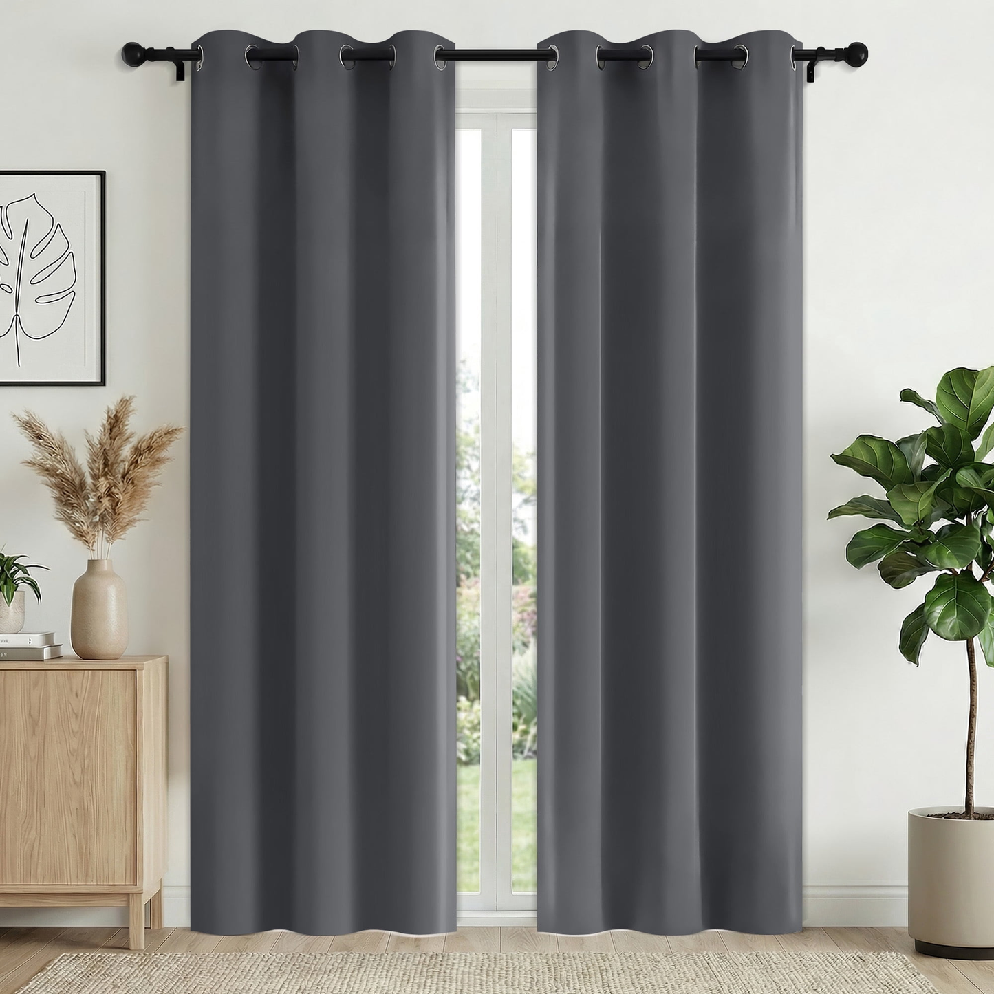XUEYU 100% Blackout Curtains for Bedroom, Light Blocking Thermal Insulated Curtains with Noise Reduction, 42x84 Inch Room Darkening Window Drapes, Set of 2 Panels, Gray