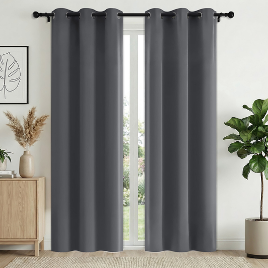 XUEYU 100% Blackout Curtains for Bedroom, Light Blocking Thermal Insulated Curtains with Noise Reduction, 42x84 Inch Room Darkening Window Drapes, Set of 2 Panels, Gray