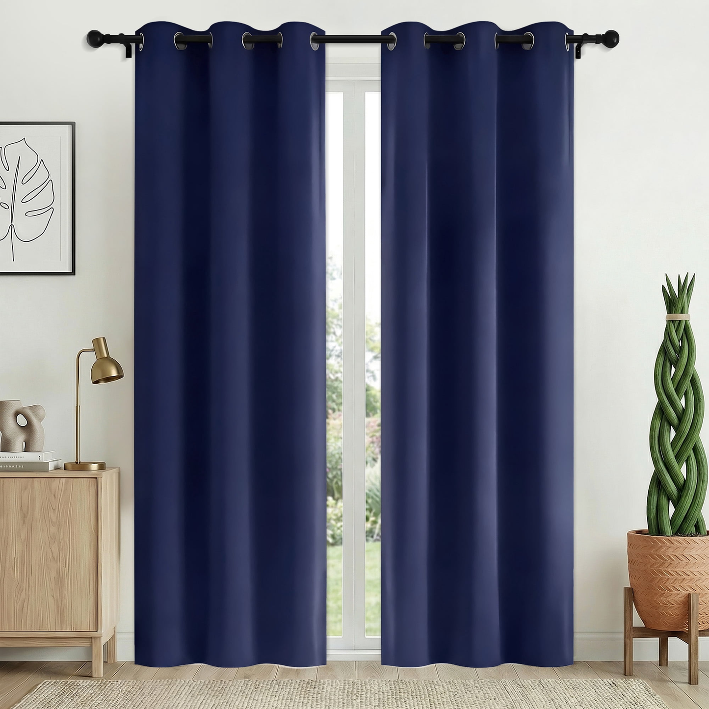 XUEYU Blackout Curtains 2 Panels, 100% Full Light Blocking Window Curtains, Grommet Energy Efficient Drapes for Bedroom Living Room, 42x84 Inch, Navy