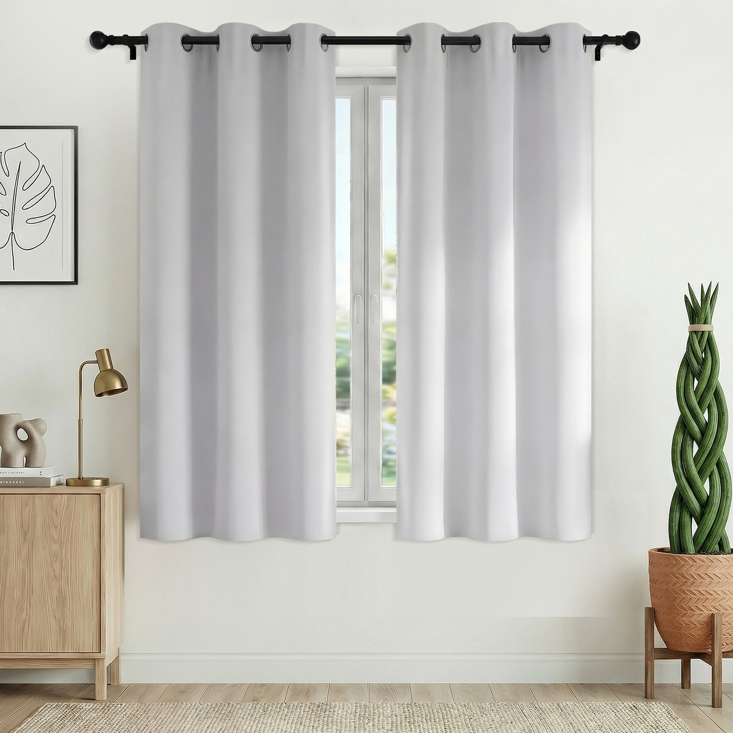 XUEYU Blackout Curtains 2 Panels, 100% Full Light Blocking Window Curtains, Grommet Energy Efficient Drapes for Bedroom Living Room, 42x63 Inch, White