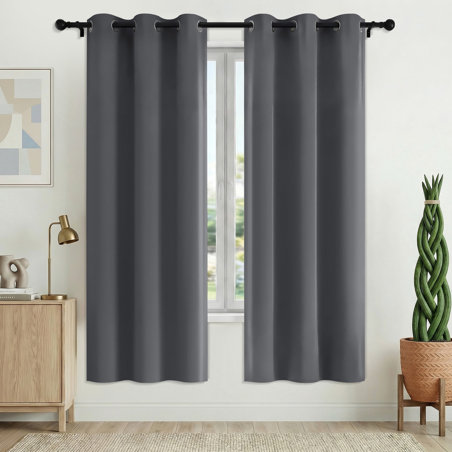XUEYU Blackout Curtains 2 Panels, 100% Full Light Blocking Window Curtains, Grommet Energy Efficient Drapes for Bedroom Living Room, 42x72 Inch, Gary