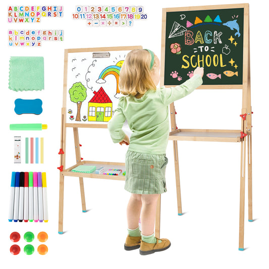 Kids Easel for Art Easel, Art Easels for Toddlers, Bamboo Adjustable Standing Art Easel