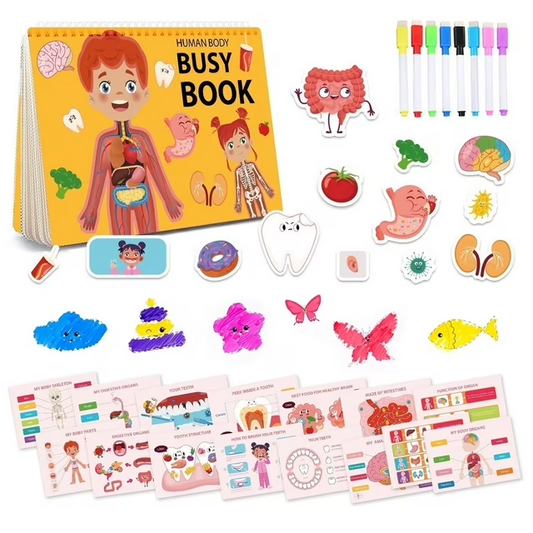 Montessori Busy Book for Kids, Human Body Anatomy Book for Toddlers, Preschool Kindergarten Learning Activities, Autism Sensory Toys, Gifts for Boys and Girls, Human Body System